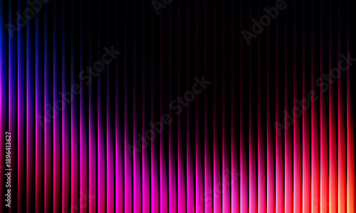 Abstract dark background with glowing vertical neon lines in blue purple and red gradients, futuristic technology texture for banner or wallpaper, digital sound wave equalizer concept