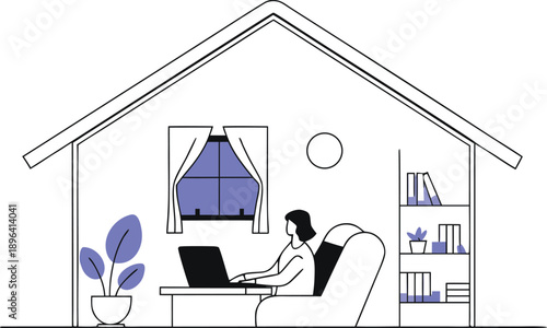 Work From Home Remote Job Flat Vector Illustration