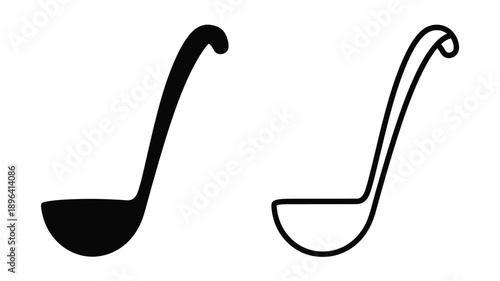 a pair of stylized black and white musical note shapes silhouette
