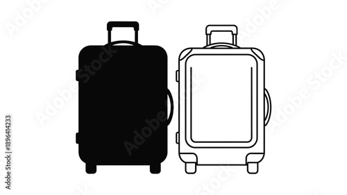 two black and white suitcases side by side travel luggage silhouette