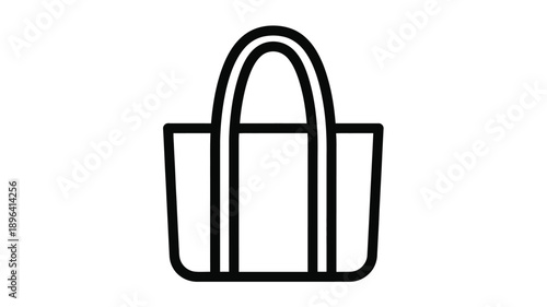 a simple black and white line art illustration of a tote bag silhouette