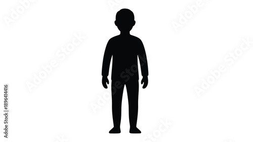 a simple black silhouette of a child standing straight full body view