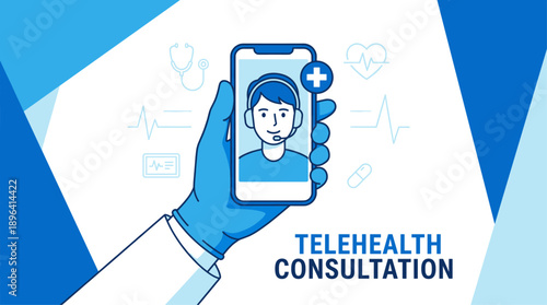 Telehealth Consultation in the digital realm: A medical professional is consulting via phone on screen, symbolizing the digital world's integration with medical service.