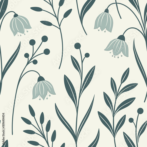 Soft Nordic Pastel Scandinavian Floral Seamless Pattern