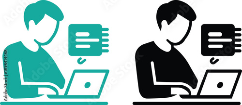 Modern and Minimal freelancer boy icon.