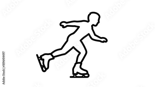 a simple line drawing of a person ice skating dynamic pose silhouette