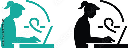 Minimal and Unique  freelancer girl icon.