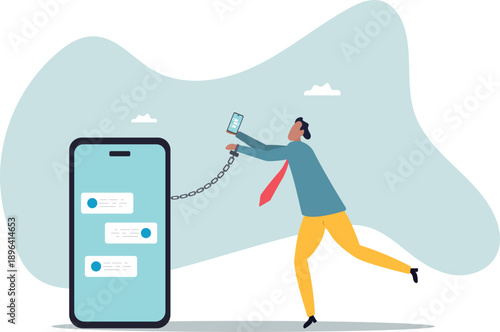 Nomophobia or no mobile phone phobia, smartphone and social media addicted or fear of missing out .about a man and his life.