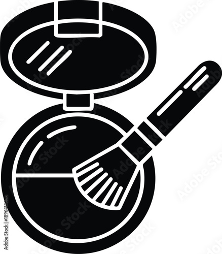 Monochrome Cosmetic Palette and Applicator Graphic, vector, illustration, silhouette.