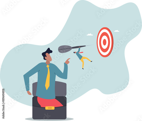 And on the way to the goal, the businessman flies, clutching the dart.