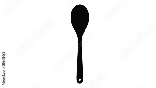 a black spoon isolated on a white background simple utensil silhouette
