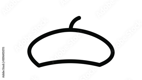 a simple black line drawing of a beret hat rendered as a silhouette