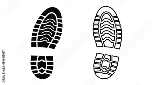 black and white illustration of two boot soles a simple footprint silhouette