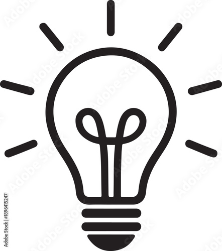 Light bulb icon symbolizing idea, innovation, and creative thinking concept vector graphic design.