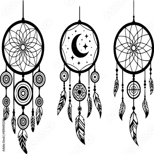 Vector illustration set of luxury dream catcher design for a seamless retro Christmas celebration