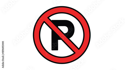 a red circle with a black slash and letter p silhouette