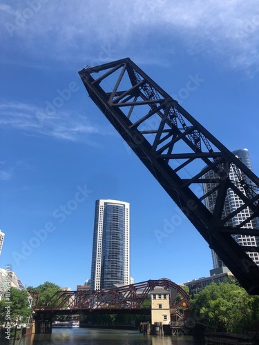 Drawbridge over the river in Chicago