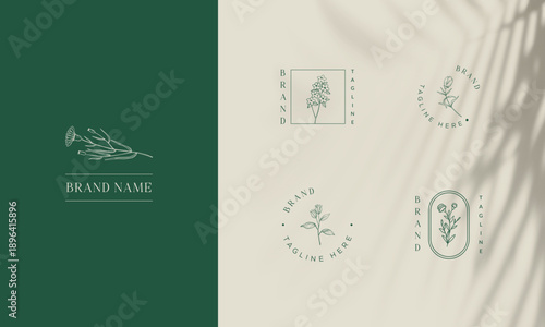 Minimal Botanical Logo Collection with Elegant Floral Line Art for Natural Brand Identity
