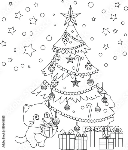 funny Christmas coloring page for kids