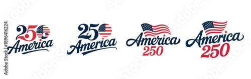 250 years of america celebration logo design with patriotic flag elements