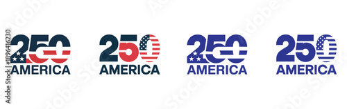 250th anniversary america flag logo variants set – patriotic vector badges