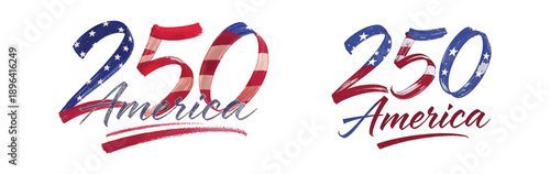 Vintage-style 250th anniversary america patriotic text design