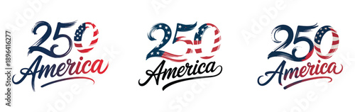Vintage-style 250 years of america patriotic logo set