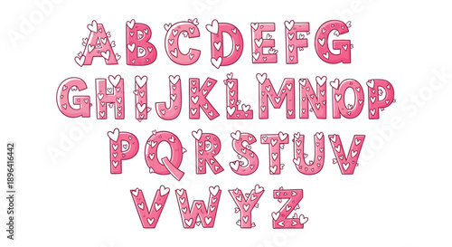 A vibrant display of uppercase letters from a to z each designed with a heart shaped pattern high quality