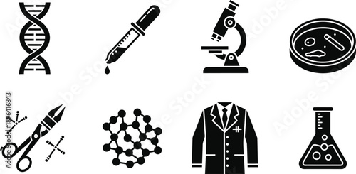 Science icon set for laboratory and research concepts