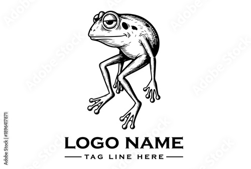 Surreal Exhausted Frog Mascot Logo Vector in Black and White for Burnout, Mental Health Expression, Sad Meme Culture, Tattoo Design, Streetwear and Alternative Branding