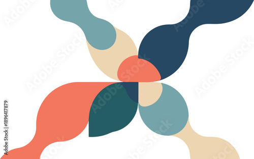 A colorful abstract graphic design with flowing shapes and vibrant colors