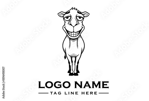 Surreal Laughing Goat Mascot Logo Vector in Black and White for Weird Humor, Streetwear Brand, Meme Culture, Tattoo Design, NFT Art and Alternative Character Branding
