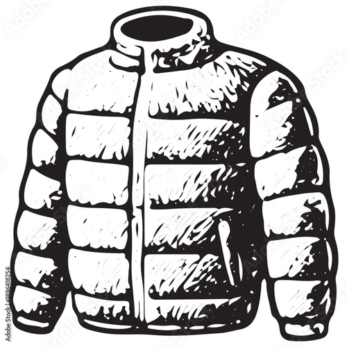 Puffer Jacket Illustration – Winter Down Jacket Hand Drawn Icon