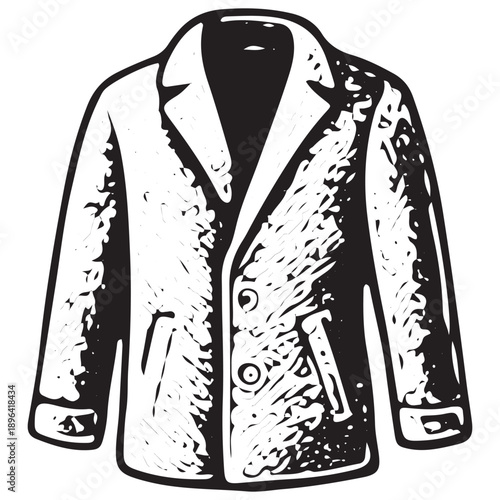 Winter Coat Illustration – Cold Weather Outerwear Hand Drawn Icon