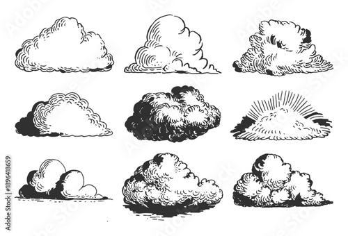 Vintage Engraving Style Cloud