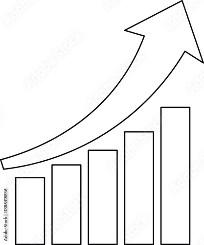 Line graph with increasing bar chart representing growth and positive trends