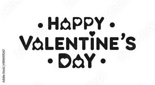A bold black and white graphic displays the text happy valentine s day with decorative hearts high quality professional detailed modern