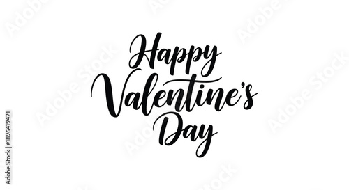 A stylish black calligraphy design displays the phrase happy valentine s day on a plain white background high quality