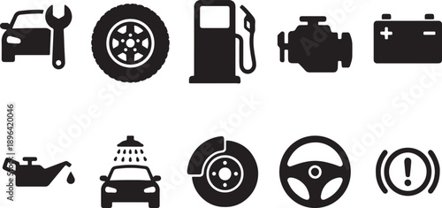 Car maintenance and roadside assistance icons set flat design vector illustration scalable graphic