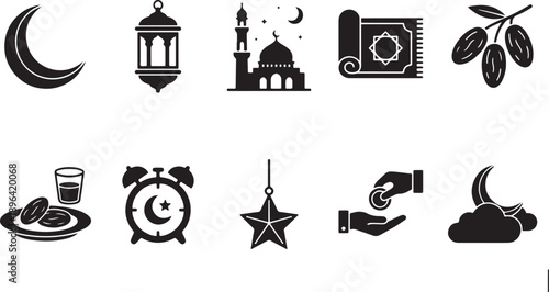 Islamic and cultural symbols set flat design vector illustration scalable graphic art