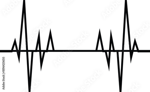 Black electrocardiogram waveform with two distinct heartbeats on a white background