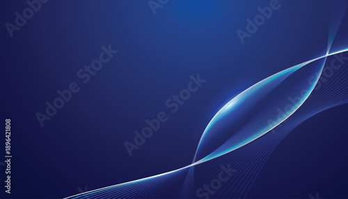 Abstract blue Technology background with glowing waves. Modern Dark blue gradient flowing wave lines. Futuristic technology concept. Vector illustration