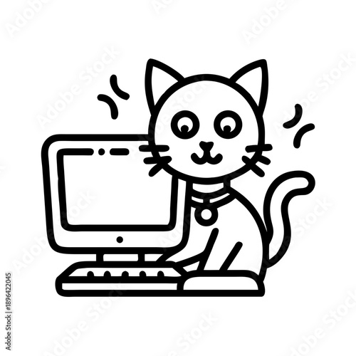 cat using the computer
