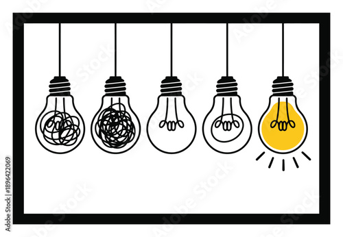 Lightbulbs Illustrating the Process of Idea Generation and Clarity