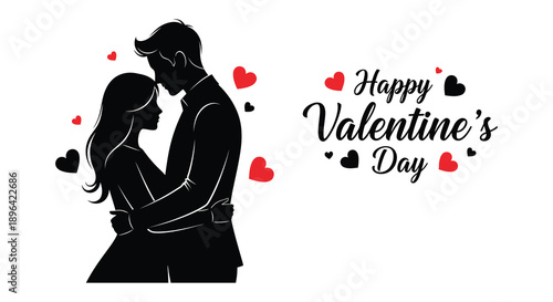 A silhouetted couple embraces tenderly surrounded by floating hearts celebrating a heartfelt valentine s day message high quality professional