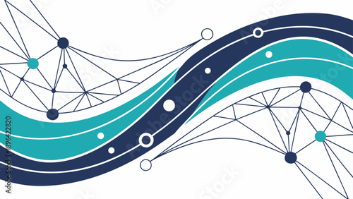 Abstract Network Diagram with Wavy Lines and Nodes