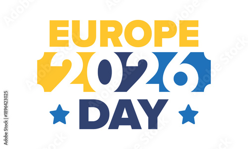 Europe Day. Annual public holiday in May. Is the name of two annual observance days - 5 May by the Council of Europe and 9 May by the European Union. Poster, card, banner and background. Vector