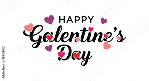 A cheerful illustration displays happy galentine s day with pink hearts celebrating female friendship and love high quality professional