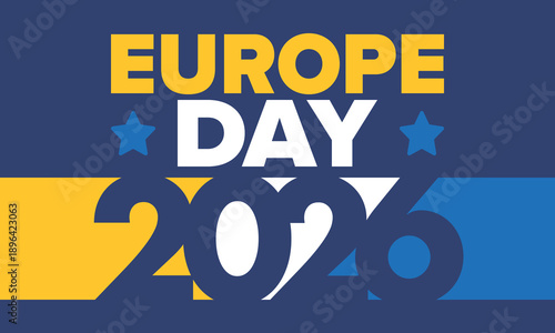 Europe Day. Annual public holiday in May. Is the name of two annual observance days - 5 May by the Council of Europe and 9 May by the European Union. Poster, card, banner and background. Vector