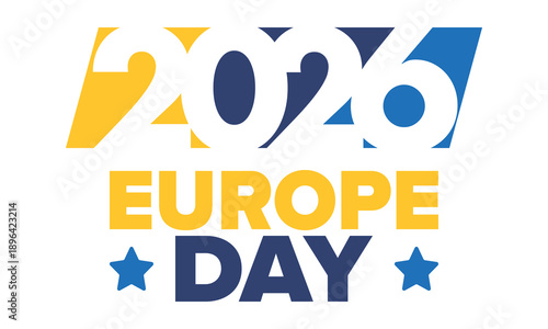 Europe Day. Annual public holiday in May. Is the name of two annual observance days - 5 May by the Council of Europe and 9 May by the European Union. Poster, card, banner and background. Vector